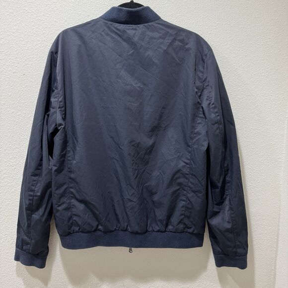 John Varvatos Jacket Bomber Navy Full Zip Snap Pockets Designer Lined Men Large - Picture 6 of 9